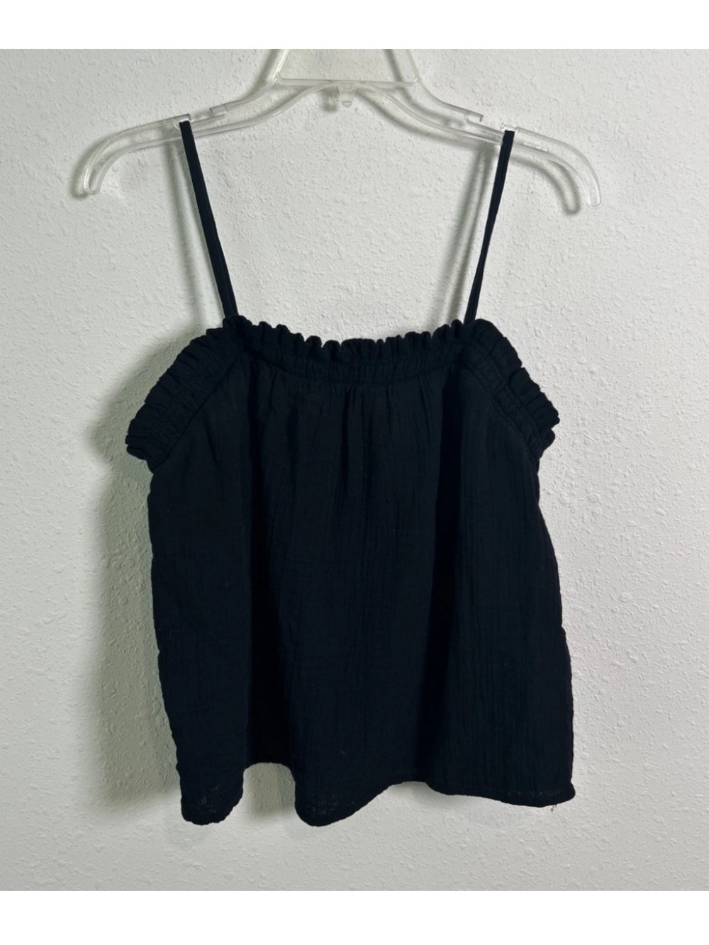 NWT Old Navy Crinkle Gauze Tank Top Women’s Size Small Black 100% Cotton